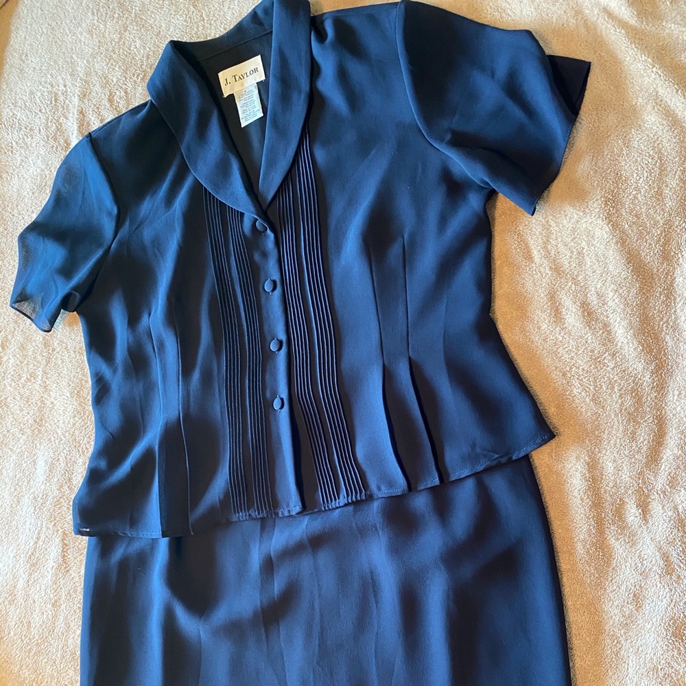 Navy Blouse & Skirt Set